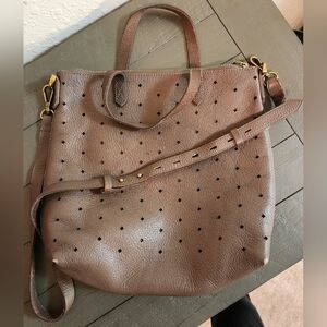 Madewell Brown Leather Shoulder Bag with Gold Details